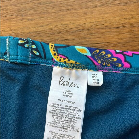 Boden Teal and Pink Patterned Swim shorts - Picture 3 of 7